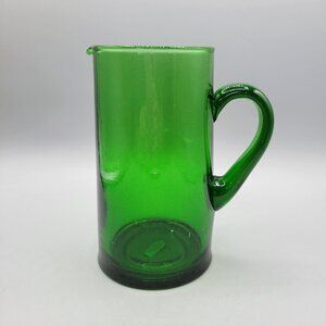 Cone Jug Hand Blown Green Recycled Glass Pitcher Verve Culture Morocco